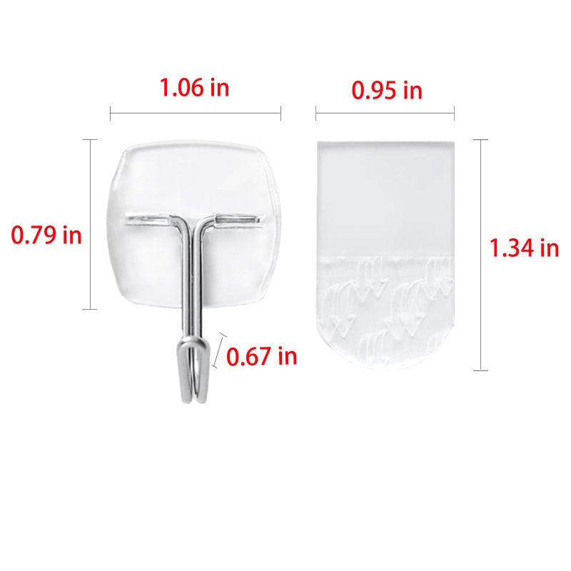 CARAINBO 60 hooks-70 Strips Clear Small Wire Toggle Hooks Value Pack  Damage Free Hanging Wall Hooks with Adhesive Strips  Removes Cleanly  No Tools Utility Hooks for Hanging Decorations - Image 2